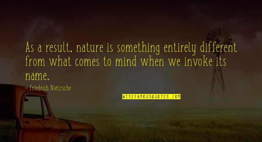 Different Names For Quotes By Friedrich Nietzsche: As a result, nature is something entirely different