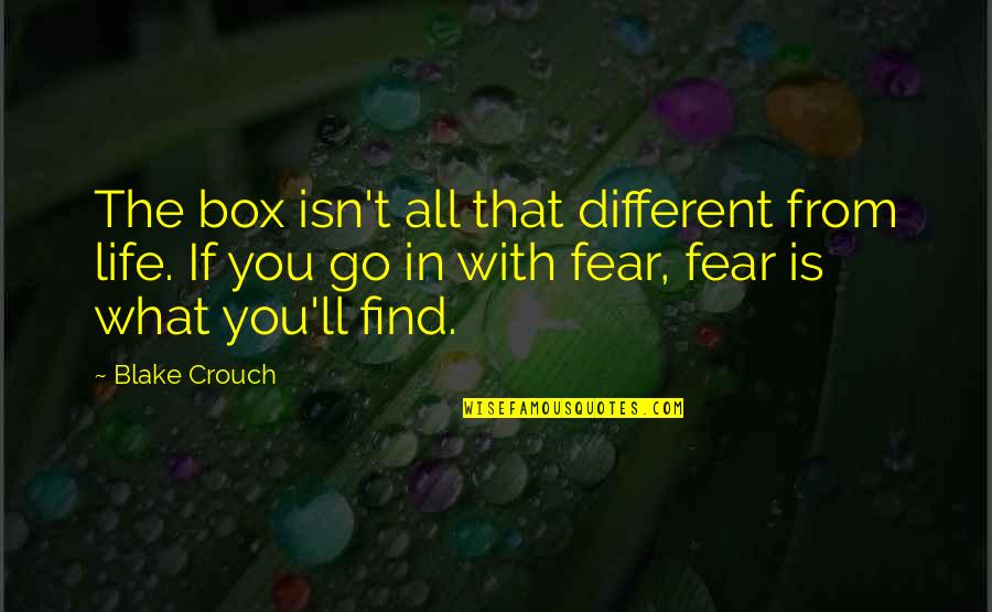 Different Perspective Quotes By Blake Crouch: The box isn't all that different from life.