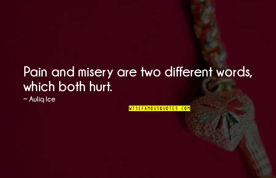Different Quotes And Quotes By Auliq Ice: Pain and misery are two different words, which