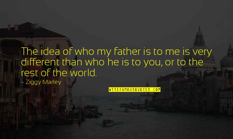 Different Than The Rest Quotes By Ziggy Marley: The idea of who my father is to