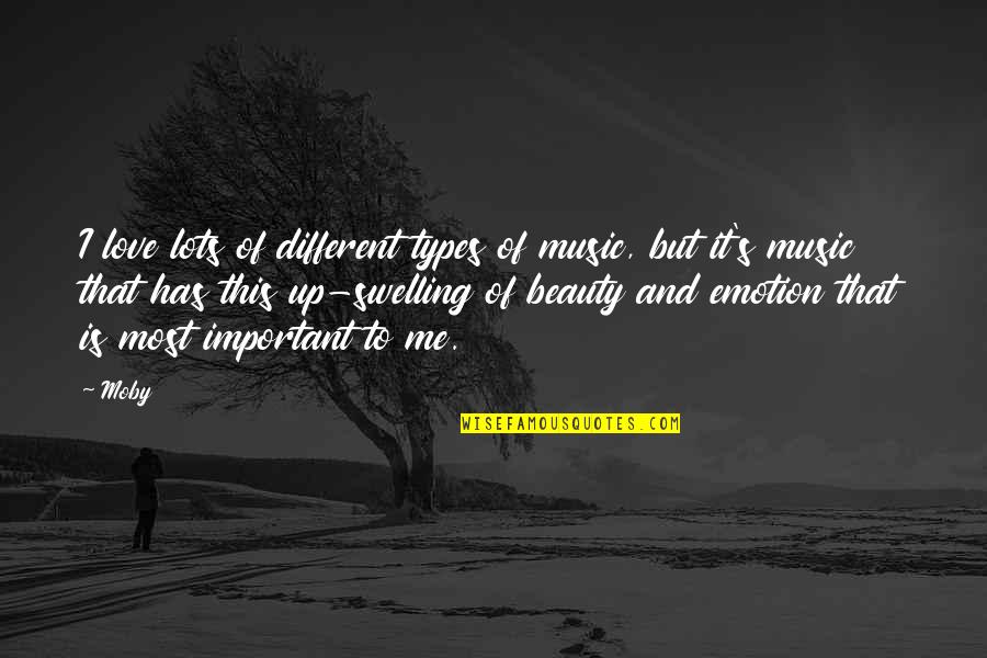 Different Types Of Music Quotes By Moby: I love lots of different types of music,