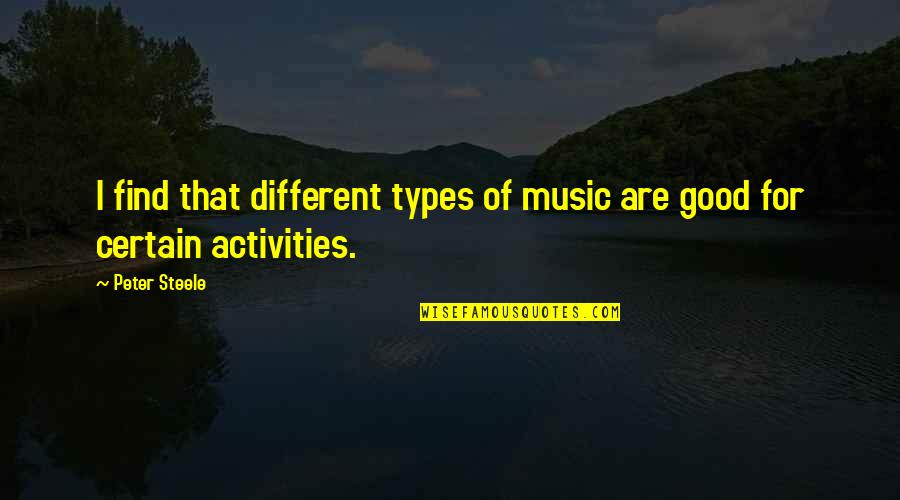 Different Types Of Music Quotes By Peter Steele: I find that different types of music are