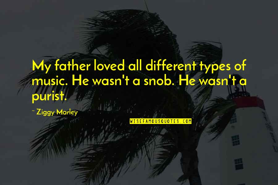 Different Types Of Music Quotes By Ziggy Marley: My father loved all different types of music.