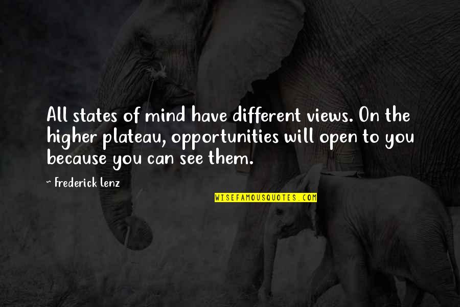 Different Views Quotes By Frederick Lenz: All states of mind have different views. On