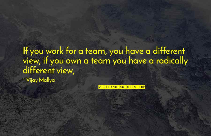 Different Views Quotes By Vijay Mallya: If you work for a team, you have