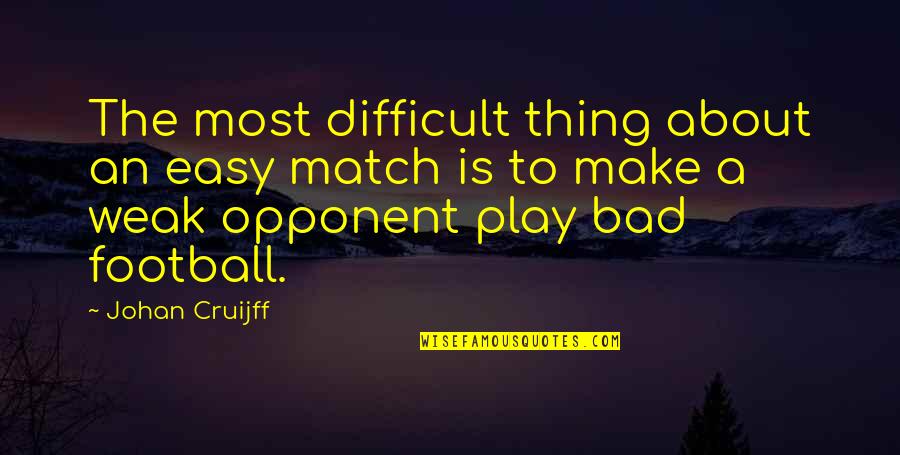 Difficult Easy Quotes By Johan Cruijff: The most difficult thing about an easy match Difficult Easy Quotes By Johan Cruijff: The most difficult thing about an easy match