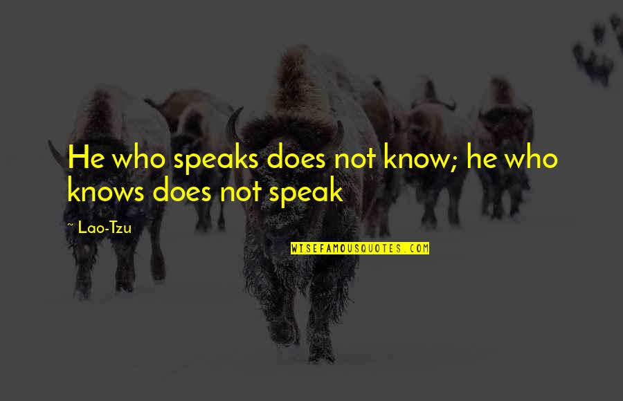 Difficult Jobs Quotes By Lao-Tzu: He who speaks does not know; he who