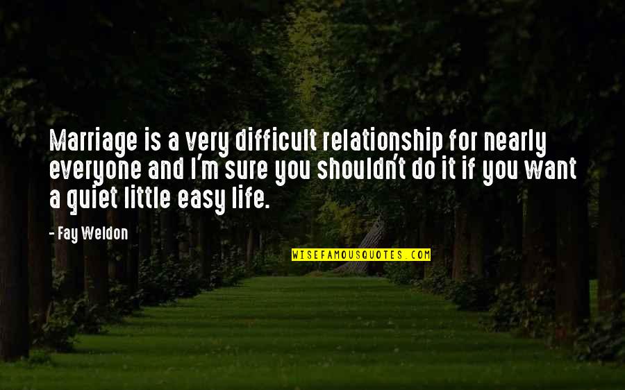 Difficult Life Quotes By Fay Weldon: Marriage is a very difficult relationship for nearly