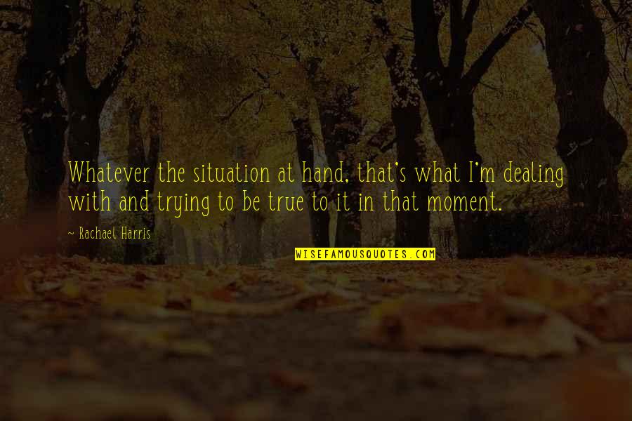 Difficult Tasks Quotes By Rachael Harris: Whatever the situation at hand, that's what I'm