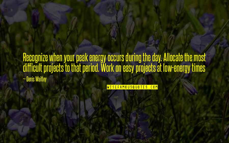 Difficult Times Quotes By Denis Waitley: Recognize when your peak energy occurs during the