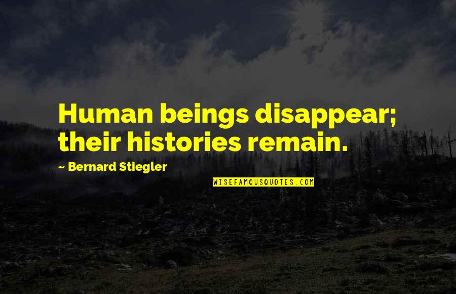 Difficulty Expressing Emotions Quotes By Bernard Stiegler: Human beings disappear; their histories remain.