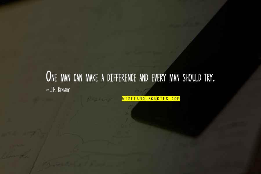 Difficulty Islamic Quotes By J.F. Kennedy: One man can make a difference and every