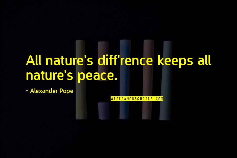 Diff'rent Quotes By Alexander Pope: All nature's diff'rence keeps all nature's peace.