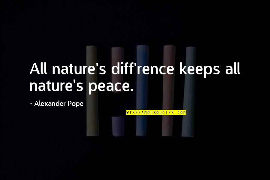 Diff'ring Quotes By Alexander Pope: All nature's diff'rence keeps all nature's peace.