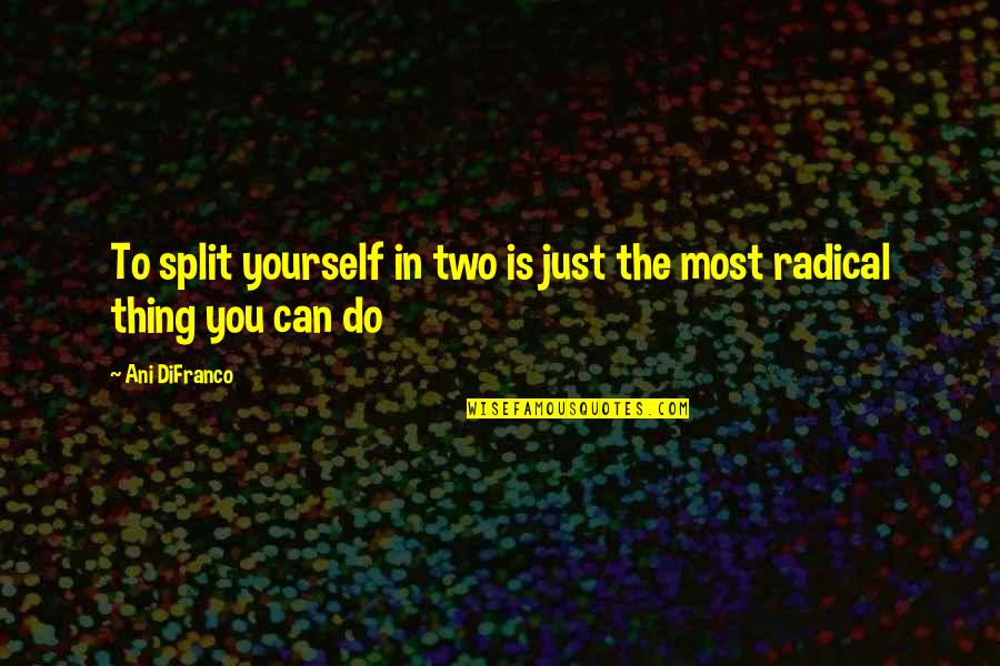 Difranco Quotes By Ani DiFranco: To split yourself in two is just the