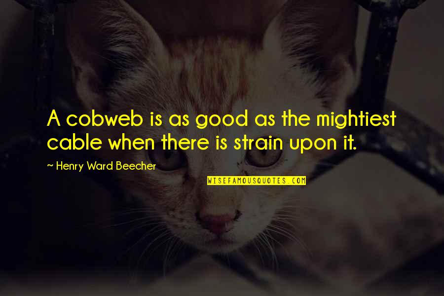 Difterite Cutanea Quotes By Henry Ward Beecher: A cobweb is as good as the mightiest Difterite Cutanea Quotes By Henry Ward Beecher: A cobweb is as good as the mightiest