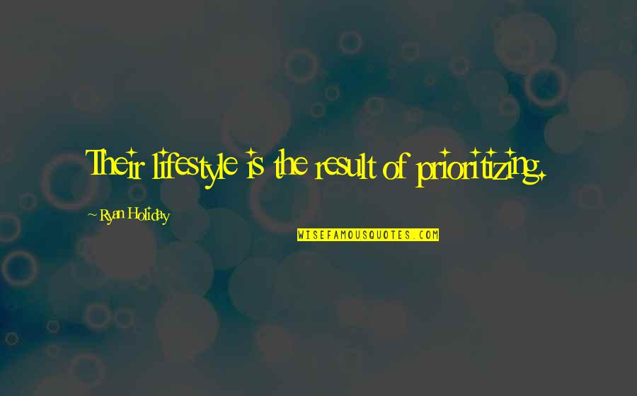 Difuse Quotes By Ryan Holiday: Their lifestyle is the result of prioritizing.