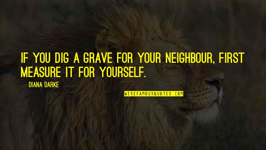 Dig Own Grave Quotes By Diana Darke: If you dig a grave for your neighbour,