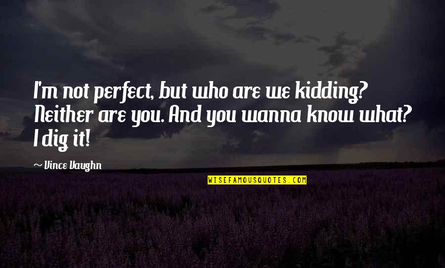 Dig Quotes By Vince Vaughn: I'm not perfect, but who are we kidding?