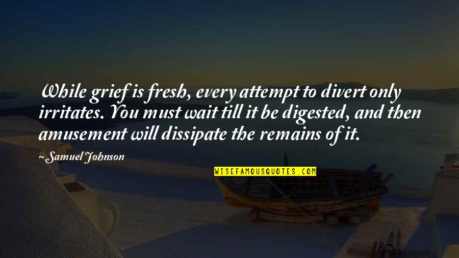 Digested Quotes By Samuel Johnson: While grief is fresh, every attempt to divert