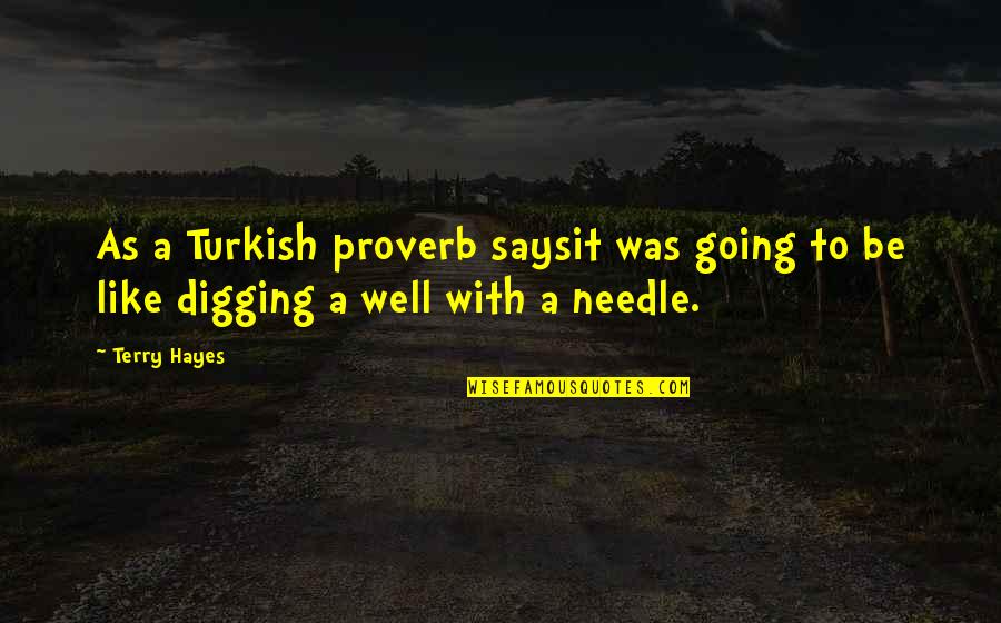 Digging Quotes By Terry Hayes: As a Turkish proverb saysit was going to