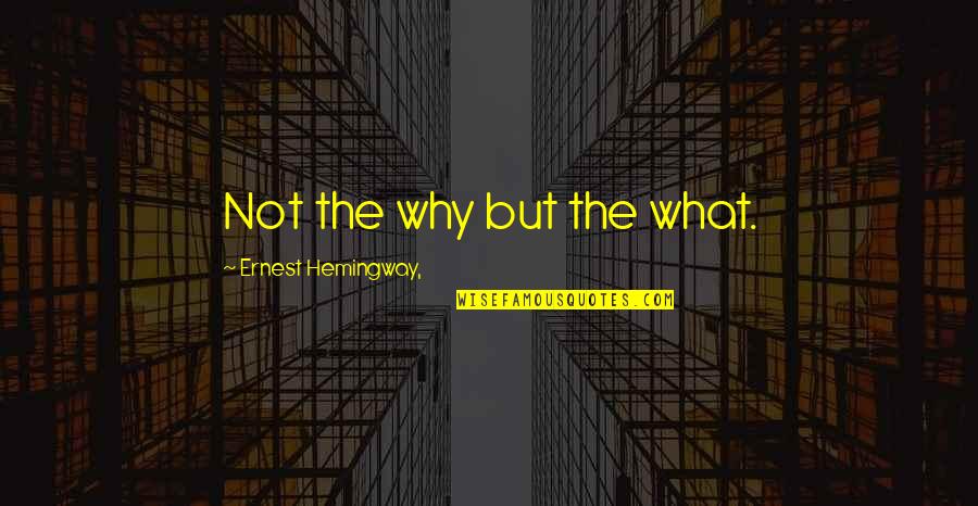 Digital Master Quotes By Ernest Hemingway,: Not the why but the what.