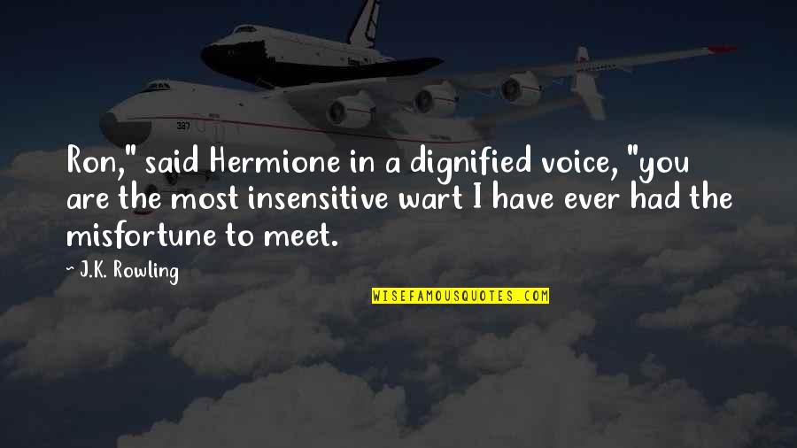 Dignified Quotes By J.K. Rowling: Ron," said Hermione in a dignified voice, "you