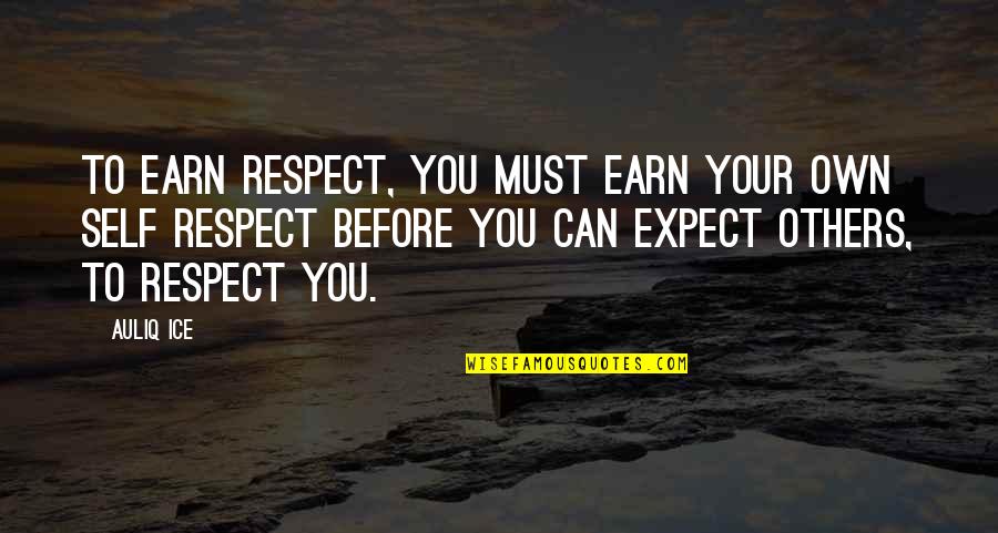 Dignity And Friendship Quotes By Auliq Ice: To earn respect, you must earn your own Dignity And Friendship Quotes By Auliq Ice: To earn respect, you must earn your own