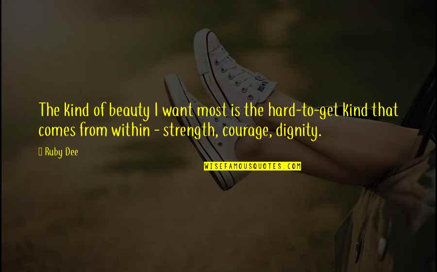 Dignity And Strength Quotes By Ruby Dee: The kind of beauty I want most is