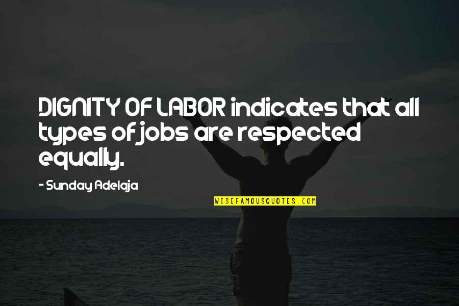 Dignity Of Labor Quotes By Sunday Adelaja: DIGNITY OF LABOR indicates that all types of