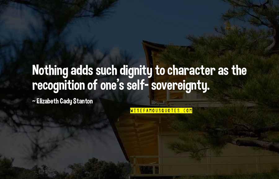 Dignity's Quotes By Elizabeth Cady Stanton: Nothing adds such dignity to character as the