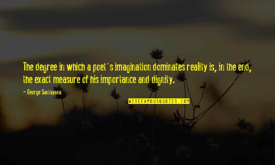 Dignity's Quotes By George Santayana: The degree in which a poet's imagination dominates