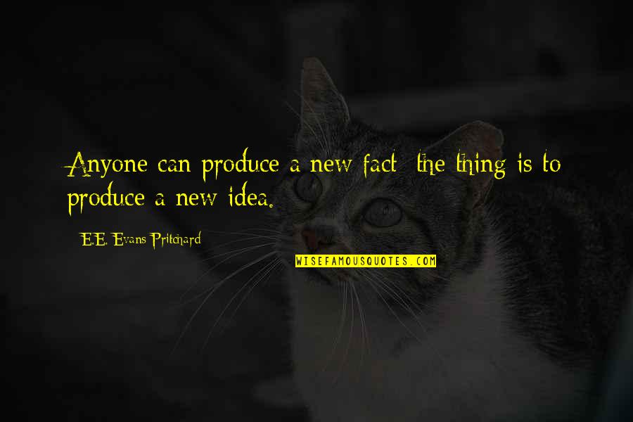 Dignosity Quotes By E.E. Evans-Pritchard: Anyone can produce a new fact; the thing