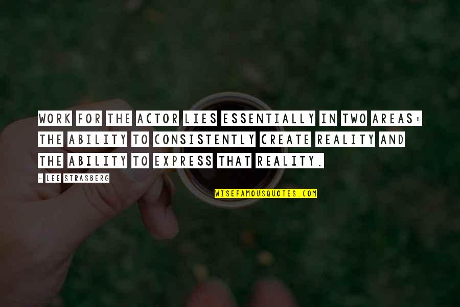 Dijana Viljevac Quotes By Lee Strasberg: Work for the actor lies essentially in two