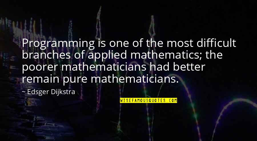 Dijkstra Quotes By Edsger Dijkstra: Programming is one of the most difficult branches