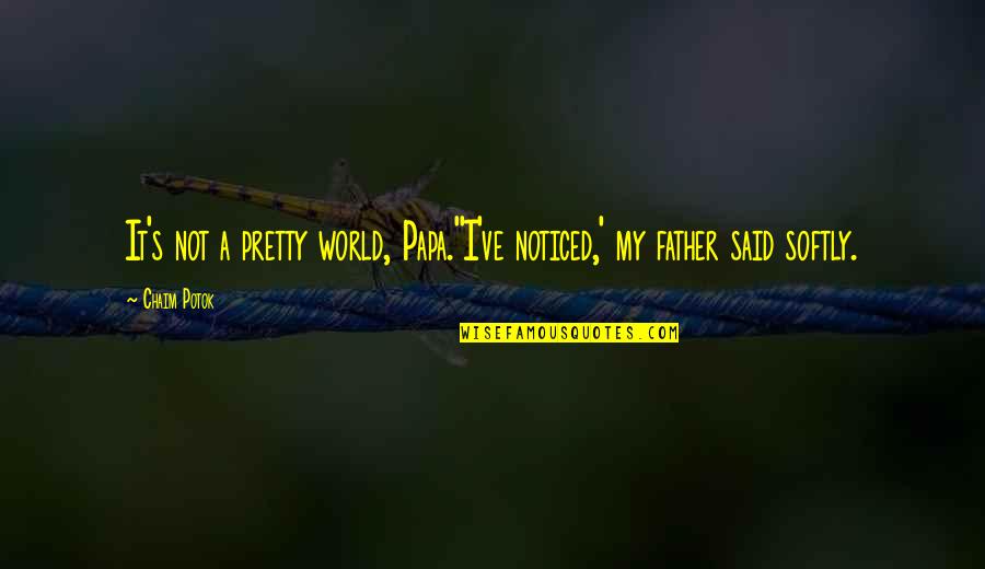 Dil Dimag Quotes By Chaim Potok: It's not a pretty world, Papa.''I've noticed,' my