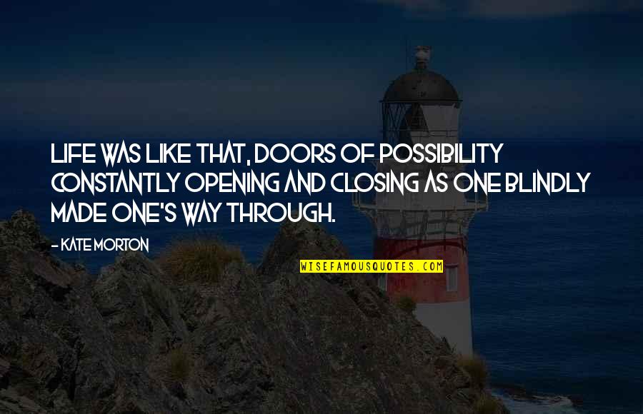 Dilafruz Khonikboyeva Quotes By Kate Morton: Life was like that, doors of possibility constantly Dilafruz Khonikboyeva Quotes By Kate Morton: Life was like that, doors of possibility constantly