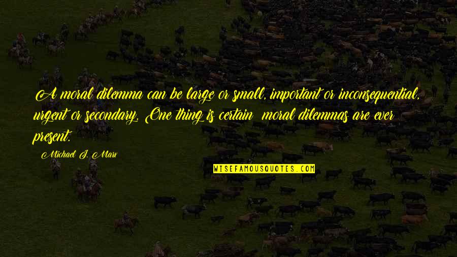 Dilemma Quotes By Michael J. Marx: A moral dilemma can be large or small, Dilemma Quotes By Michael J. Marx: A moral dilemma can be large or small,
