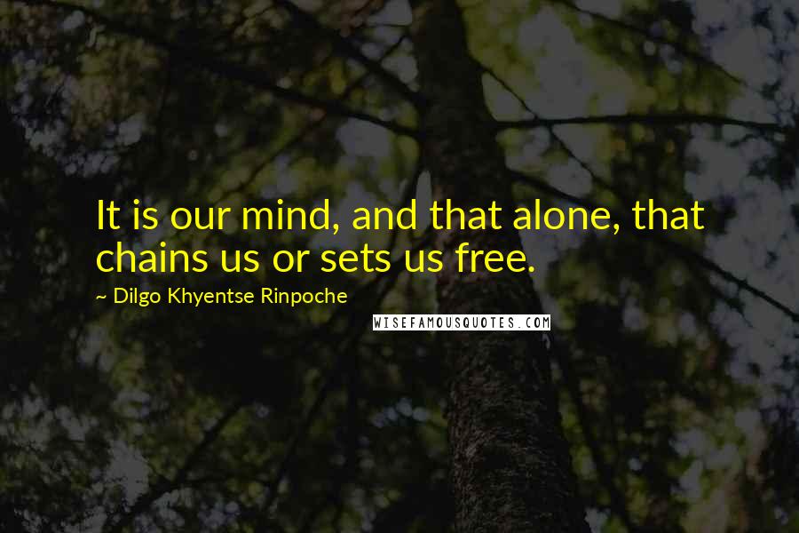 Dilgo Khyentse Rinpoche quotes: It is our mind, and that alone, that chains us or sets us free.