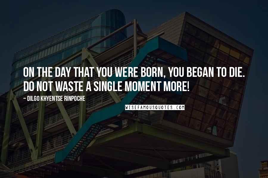 Dilgo Khyentse Rinpoche quotes: On the day that you were born, you began to die. Do not waste a single moment more!