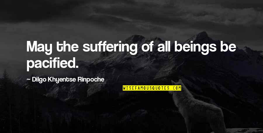 Dilgo Khyentse Rinpoche Quotes By Dilgo Khyentse Rinpoche: May the suffering of all beings be pacified.
