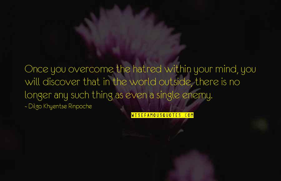 Dilgo Khyentse Rinpoche Quotes By Dilgo Khyentse Rinpoche: Once you overcome the hatred within your mind,