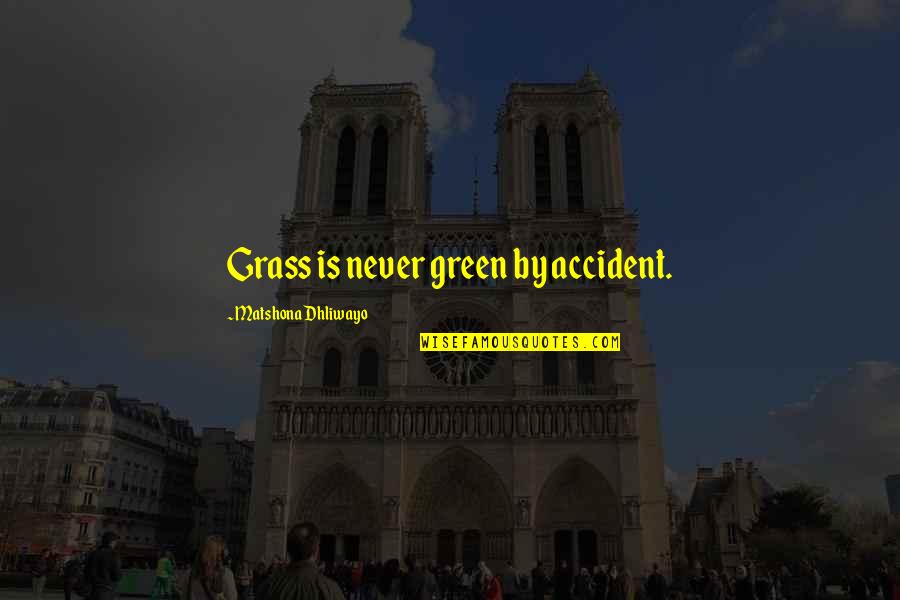 Diligence Quotes By Matshona Dhliwayo: Grass is never green by accident. Diligence Quotes By Matshona Dhliwayo: Grass is never green by accident.
