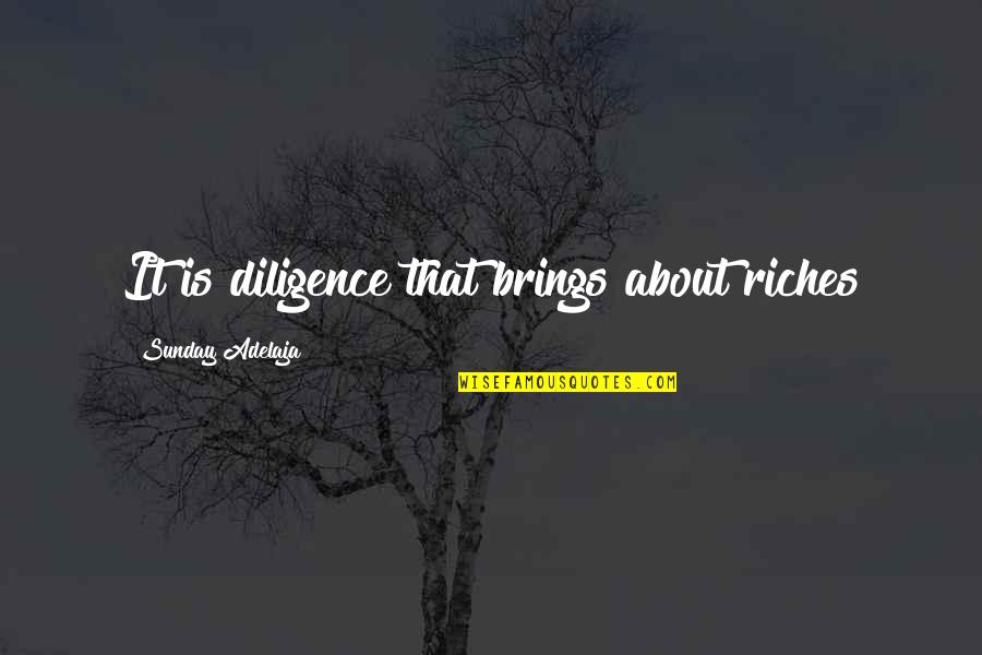 Diligence Quotes Quotes By Sunday Adelaja: It is diligence that brings about riches