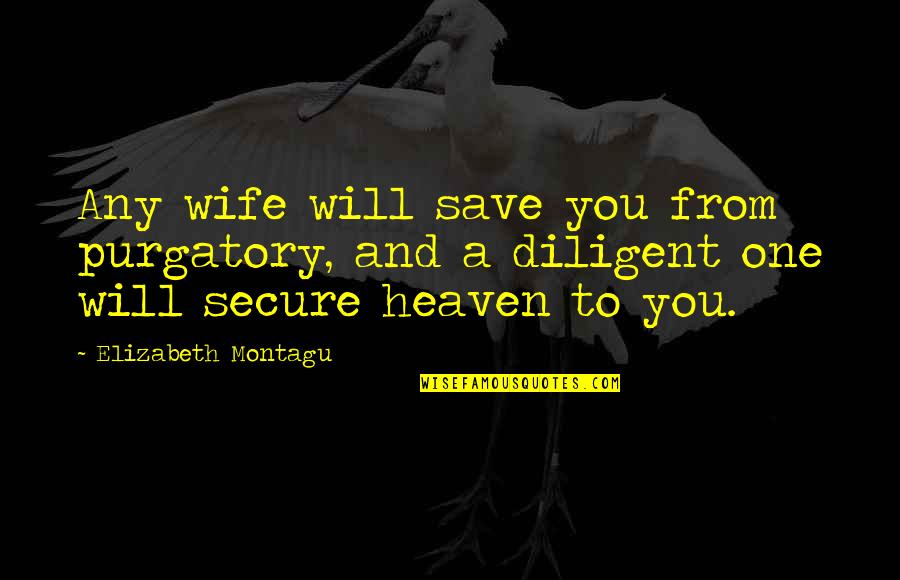 Diligent Quotes By Elizabeth Montagu: Any wife will save you from purgatory, and