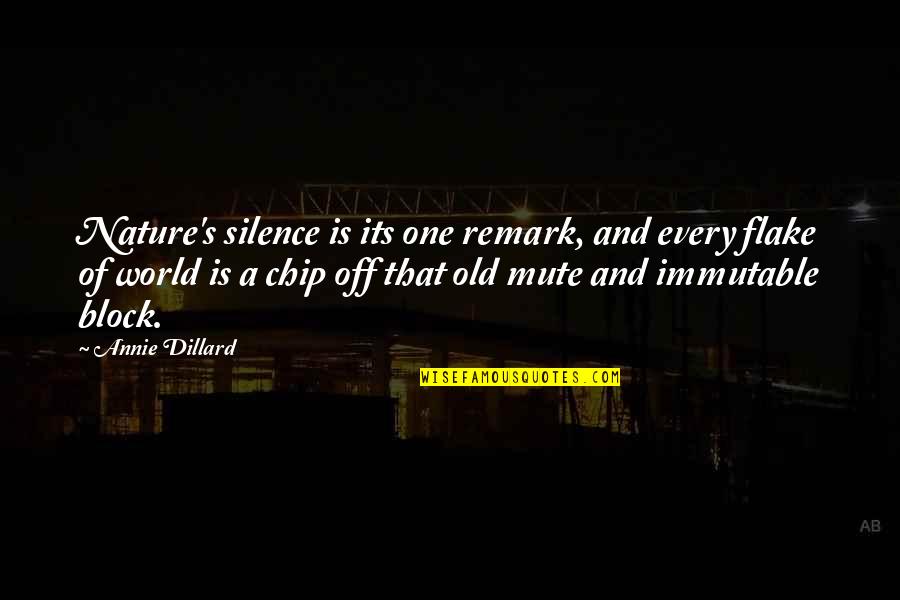 Dillard Quotes By Annie Dillard: Nature's silence is its one remark, and every Dillard Quotes By Annie Dillard: Nature's silence is its one remark, and every