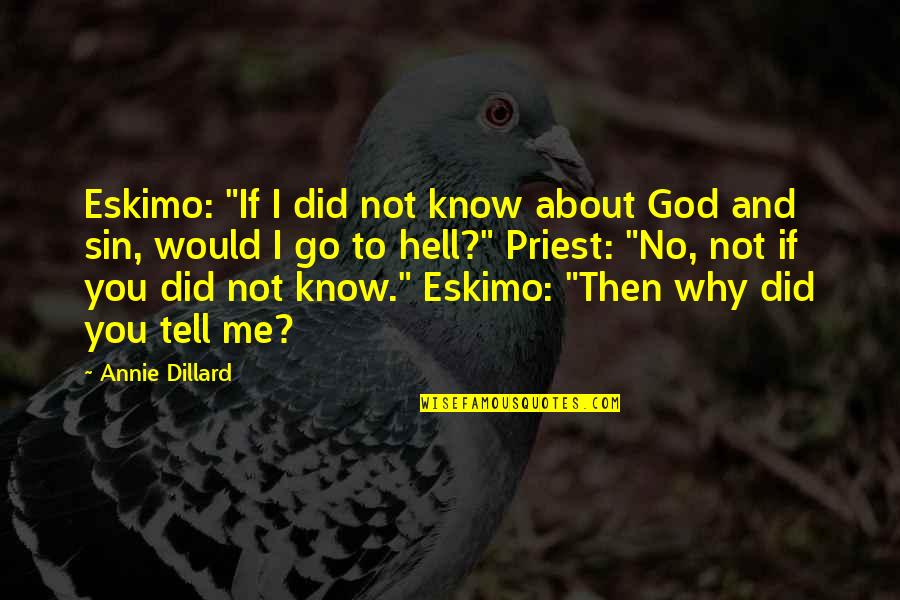 Dillard Quotes By Annie Dillard: Eskimo: "If I did not know about God Dillard Quotes By Annie Dillard: Eskimo: "If I did not know about God