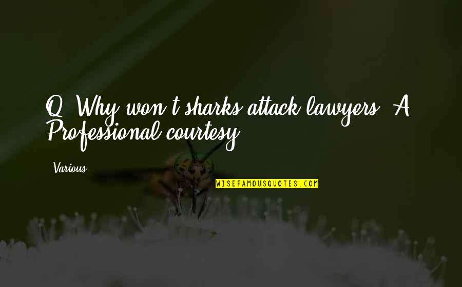 Dillon Cooper Quotes By Various: Q: Why won't sharks attack lawyers? A: Professional
