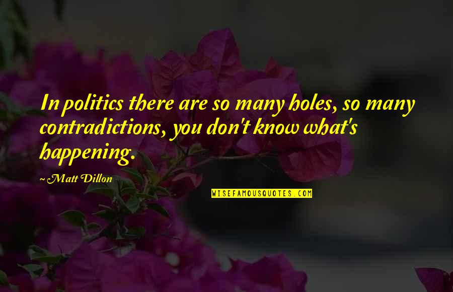 Dillon's Quotes By Matt Dillon: In politics there are so many holes, so