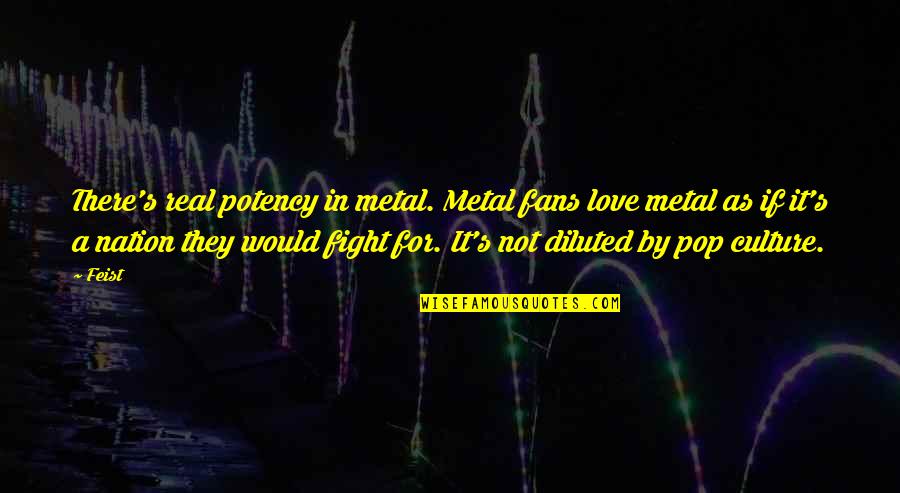 Diluted Quotes By Feist: There's real potency in metal. Metal fans love Diluted Quotes By Feist: There's real potency in metal. Metal fans love